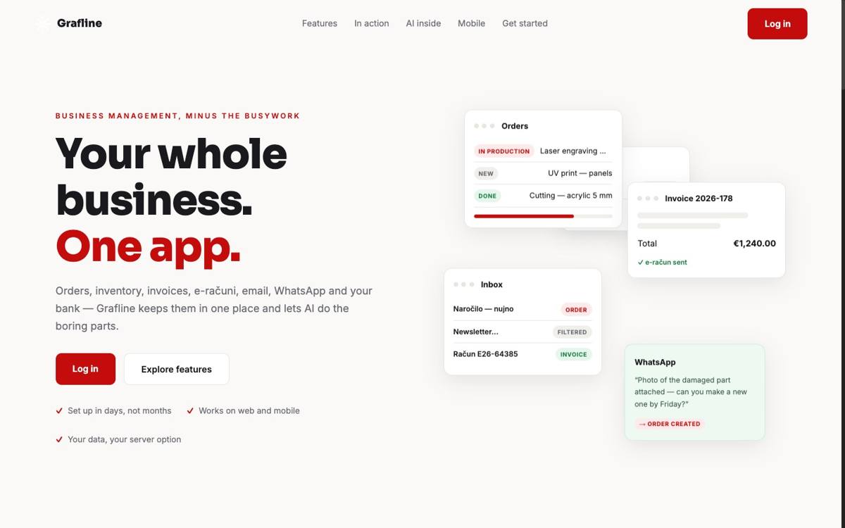 Screenshot of grafline.work, the Grafline platform site.